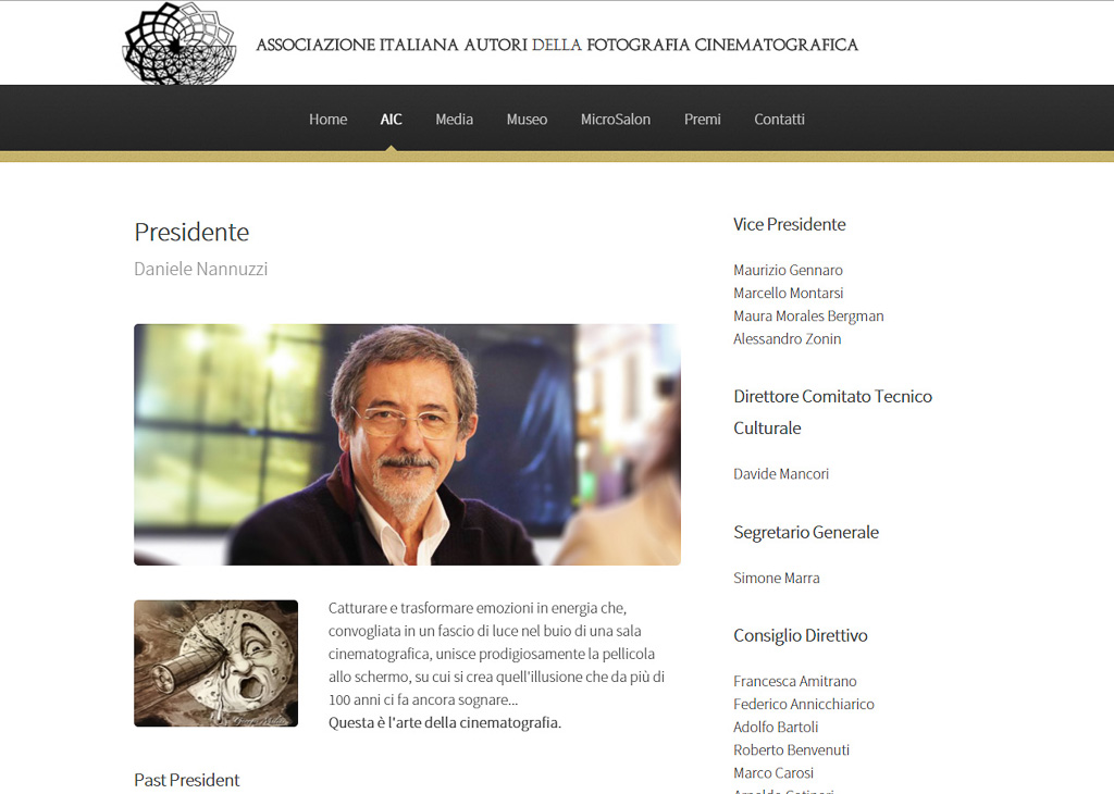 Sito Internet  aicine.it AIC Associazione Italiana Autori della Fotografia Cinematografica